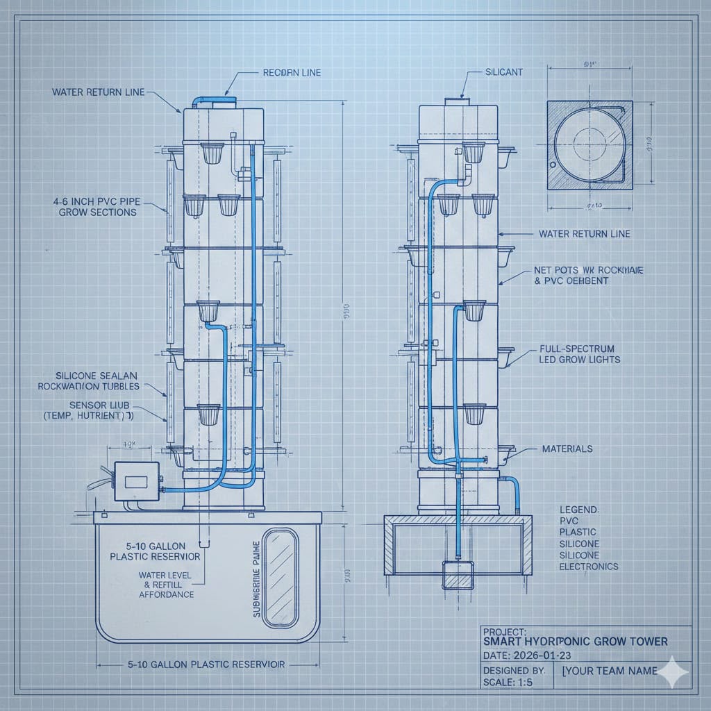 Smart Hydroponic Grow Tower blueprint